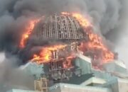 Miris, Qubah Masjid Jakarta Islamic Center Terbakar Hingga Ambruk