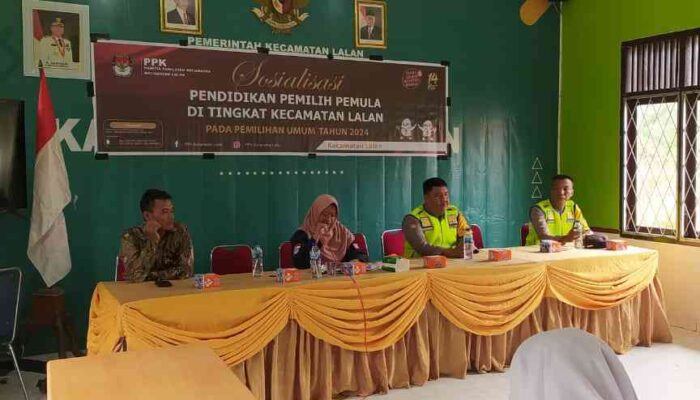 Polsek Lalan Hadiri Kegiatan Acara Sosialisasi Pendidikan Pemilih Pemula Pada Pemilu Tahun 2024
