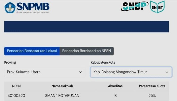 Kuota Sekolah Seleksi Nasional Berdasarkan Prestasi Boltim 2024