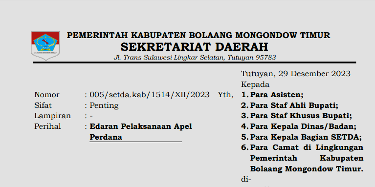 Apel Perdana 2024 Boltim