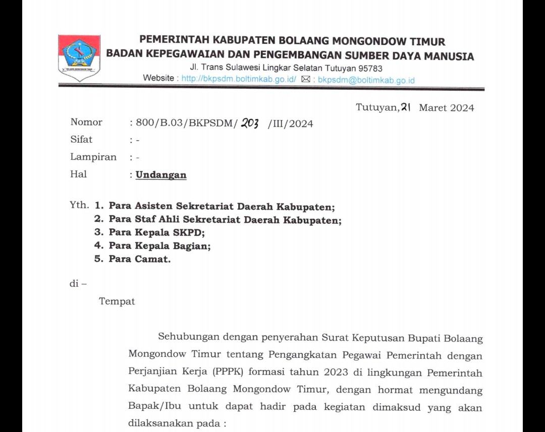 Penyerahan sk pppk boltim