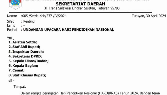 Hardiknas 2024 Boltim, Simak Jadwal Berikut ini !