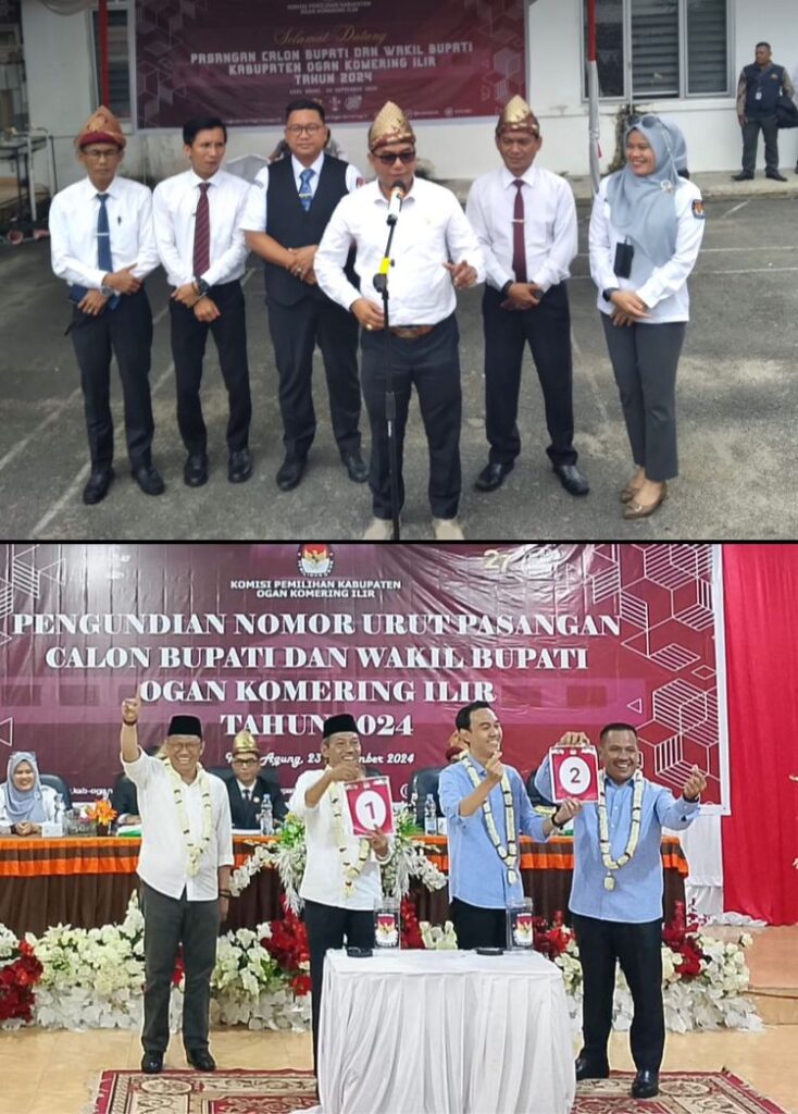 KPU OKI Tetapkan Nomor Urut Paslon Bupati dan Wakil Bupati 2024