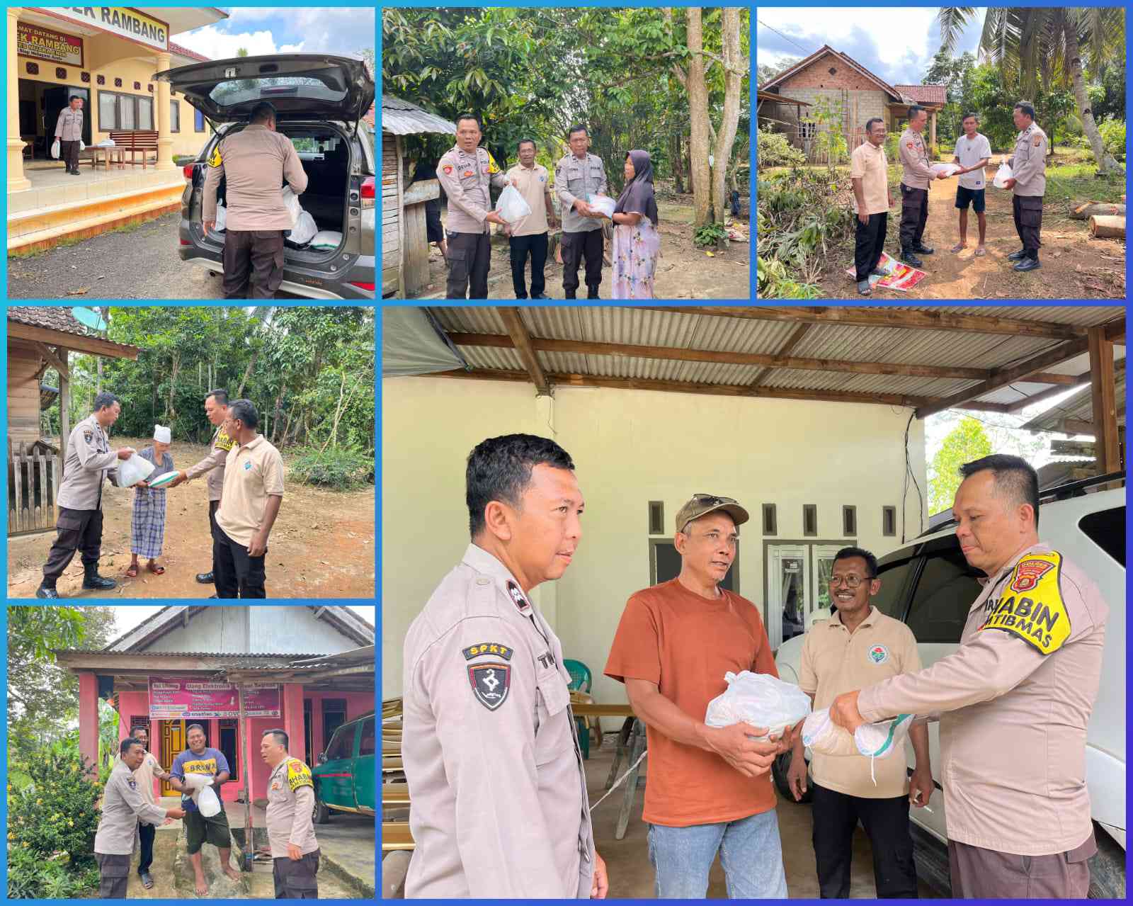 Polsek Rambang Polres Muara Enim Salurkan Bantuan Sosial untuk Korban yang Terdampak Bencana Alam di Desa Sumber Rahayu