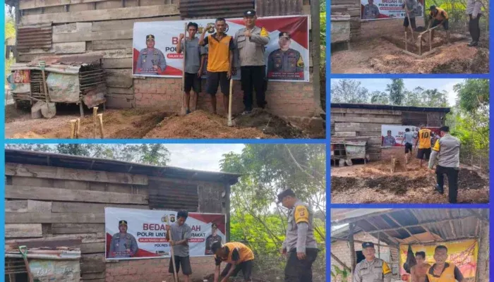 Sambut HUT Bhayangkara ke-80, Polres Muara Enim melalui Polsek Rambang Monitoring Kelancaran Program Bedah Rumah Warga