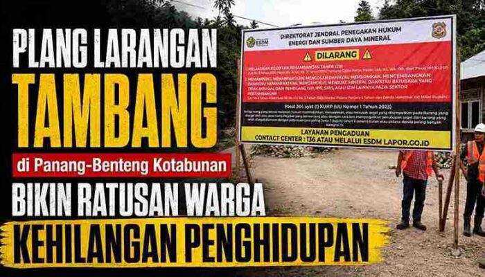 Plang Larangan Tambang di Panang-Benteng Kotabunan Bikin Ratusan Warga Kehilangan Penghidupan