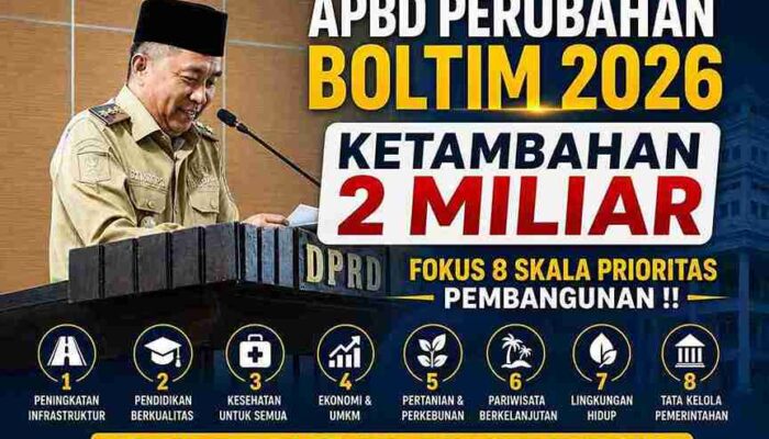 Anggaran Perubahan APBD Boltim 2026 Naik Rp2 Miliar !