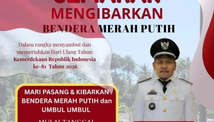 Sambut HUT RI Ke-81, Kepala Pekon Gadingrejo Timur Serukan Warga Kibarkan Bendera Merah Putih dan Umbul-Umbul