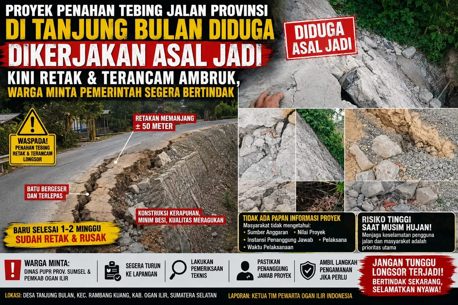 proyek tanjung bulan. proyek penahan tebing jalan