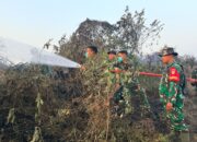 Babinsa Koramil 402-10/Kayuagung Bersama Damkar Padamkan Kebakaran Lahan Seluas 35 Hektare di Desa Cahya Bumi