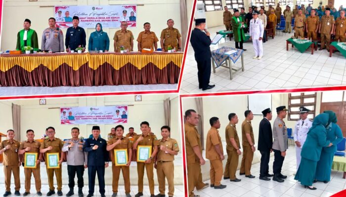 Kapolsek Rambang Hadiri dan Pimpin Pengamanan Pelantikan Penjabat Kades Air Keruh