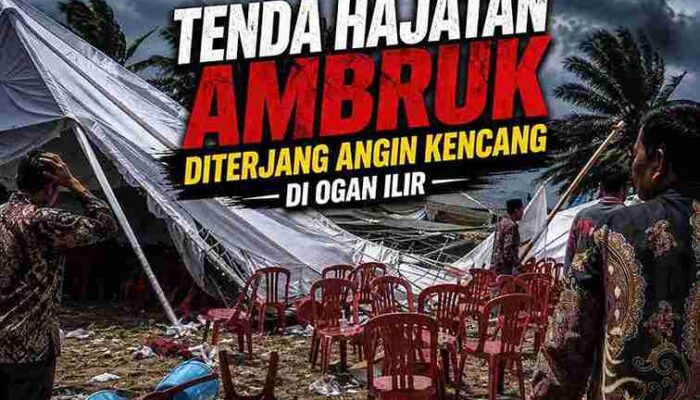 Tenda Hajatan Ambruk Diterjang Angin Kencang