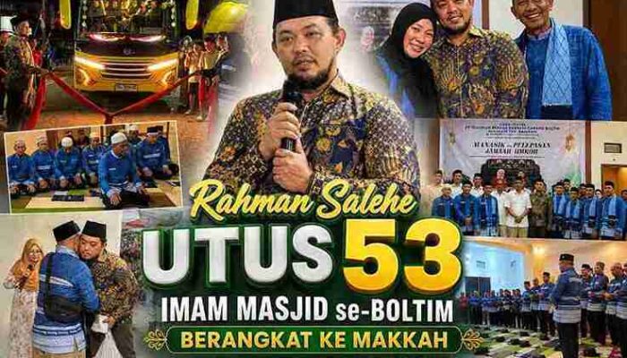 Rahman Salehe Utus 53 Imam Masjid se-Boltim Berangkat Umroh Ke Tanah Suci