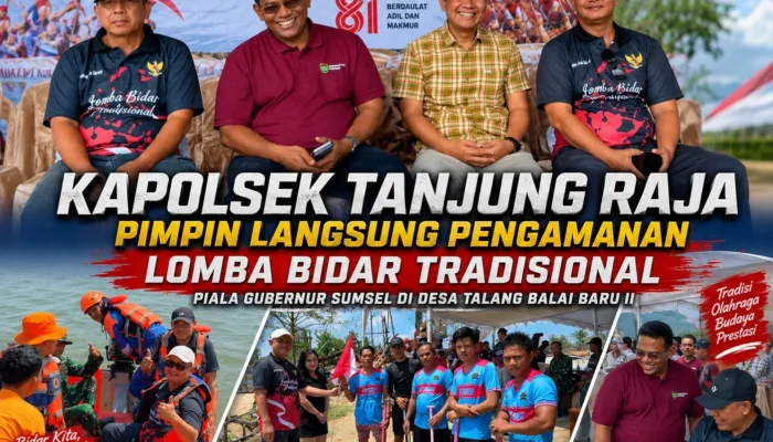 Kapolsek Tanjung Raja Pimpin Langsung Pengamanan Lomba Bidar Tradisional Piala Gubernur Sumsel di Desa Talang Balai Baru II