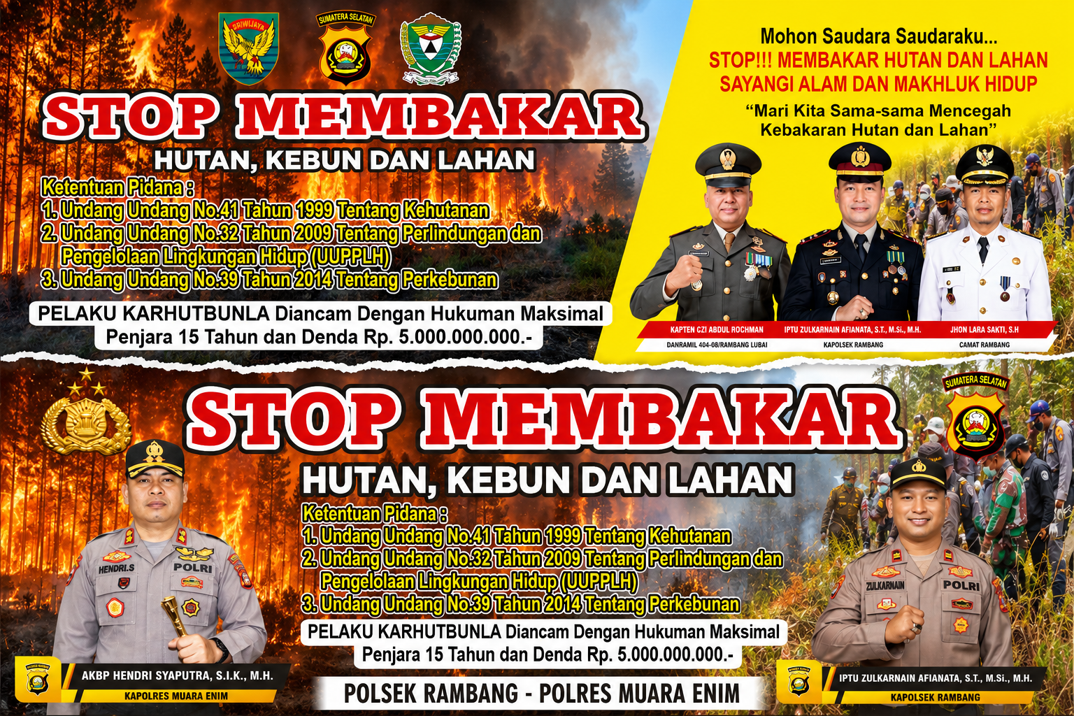 Kapolsek Rambang IPTU Zulkarnain Afianata, S.T., M.Si., M.H Beri Himbauan Larangan Karhutla