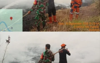 Babinsa Koramil 402-10/Kayuagung Bersama BPBD Laksanakan Groundcheck Patroli Darat Titik Hotspot di Kelurahan Kedaton