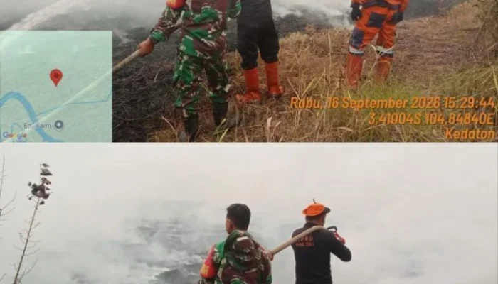 Babinsa Koramil 402-10/Kayuagung Bersama BPBD Laksanakan Groundcheck Patroli Darat Titik Hotspot di Kelurahan Kedaton