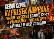 Gerak Cepat! Kapolsek Rambang Pimpin Langsung Ground Check dan Pemadaman Titik Hotspot Karhutla di Desa Sukarami