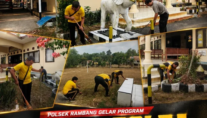 Polsek Rambang Gelar Program BELIDA-POLDA Sumsel, Bersihkan Lingkungan & Dukung Gerakan Indonesia ASRI