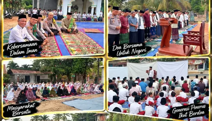 Kapolsek Rambang dan Masyarakat Sumber Rahayu Bersatu dalam Sholat Istisqa, Memohon Turunnya Hujan