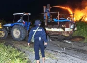Kapolsek Tanjung Batu Gerak Cepat Pimpin Pemadaman, Api Lahap Bekas Tebangan Tebu Petak 225 Cinta Manis
