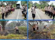Polres Ogan Ilir melalui Polsek Pemulutan Padamkan Karhutla di Ibul Besar I