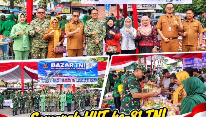 Semarak HUT ke-81 TNI, Kodim 0402/OKI-OI Hadir di Tengah Masyarakat Lewat Bazar di Pasar Kayuagung