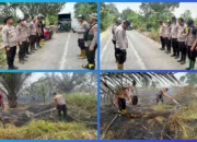 Sinergi Tiga Pilar Desa dan MPA, Polsek Tanjung Raja Pantau Wilayah Rawan Karhutla
