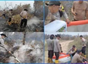 Uji Coba X‑FIRE di Lahan Gambut, Tim Gabungan Polsek Indralaya Bersama Polda Sumsel, Manggala Agni dan BPBD Padamkan Api Karhutla di Desa Bakung