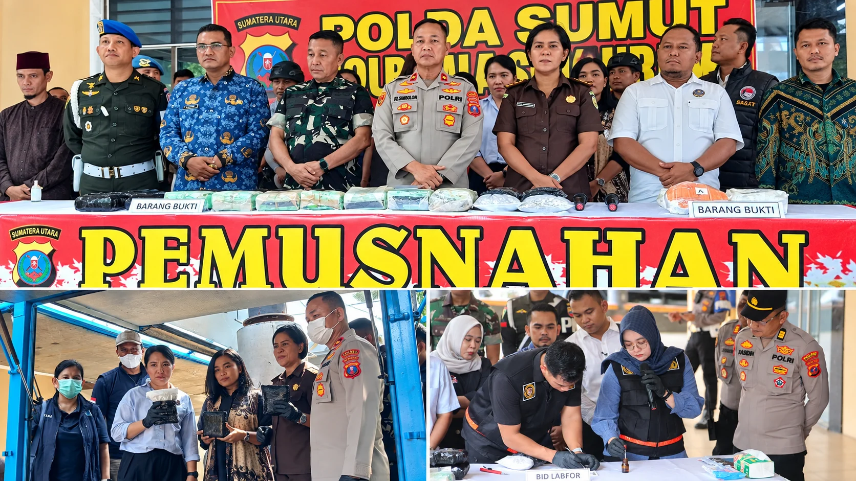 Wakapolres Labuhanbatu Pimpin Pemusnahan 34 Kg Sabu dan 20 Ribu Pil Ekstasi