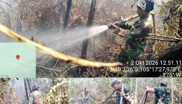 Babinsa Dan Tim Gabungan Bergerak Cepat Tangani Karhutla Di Pulu Beruang