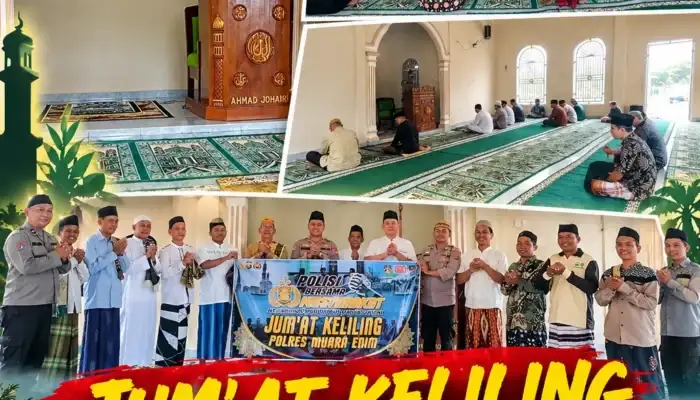 Jum’at Keliling di Sugihwaras Barat, Kapolsek Rambang Sampaikan Pesan Kamtibmas Larangan Karhutbunlah dan Bahaya Narkoba