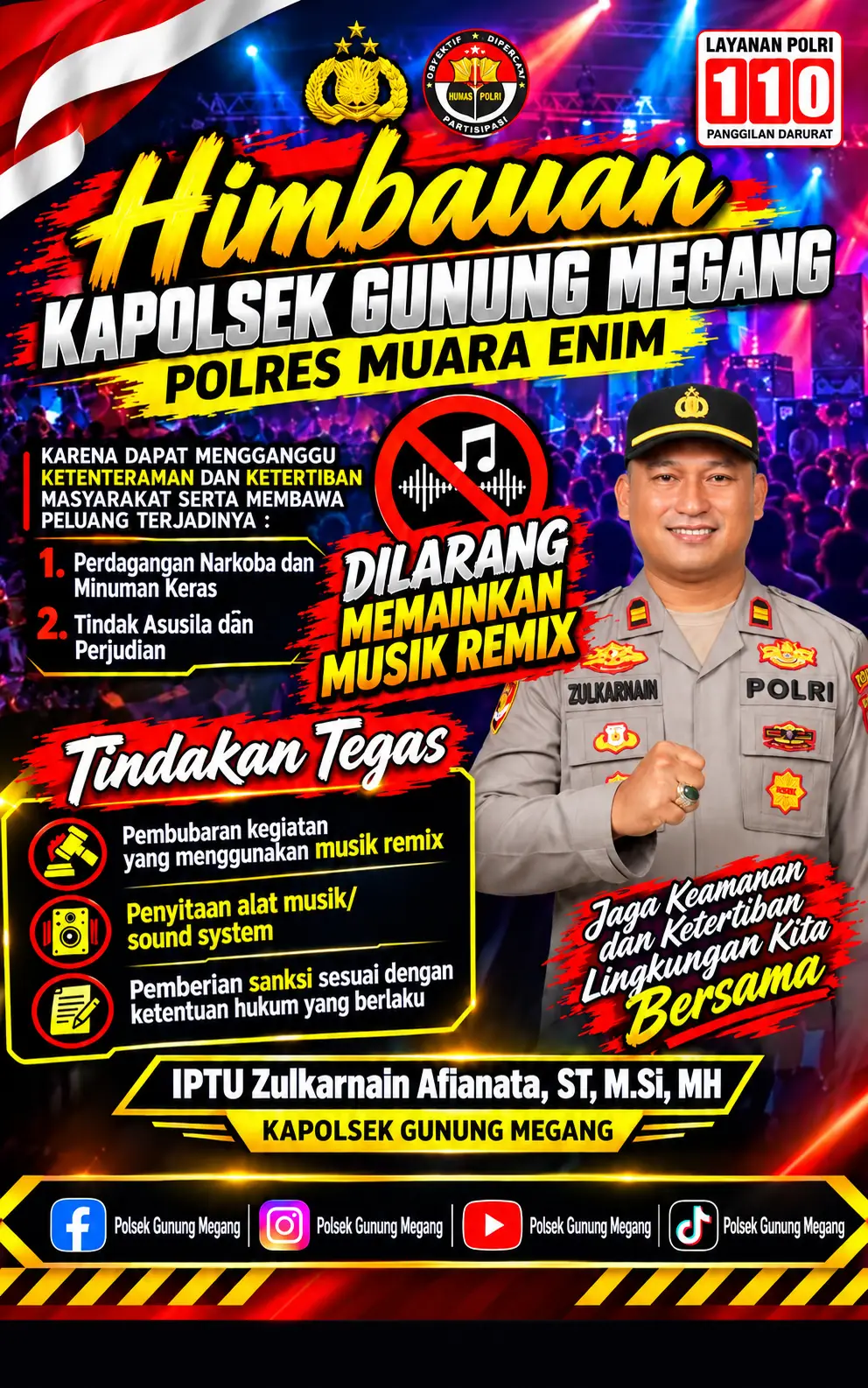 Foto pendukung berita Kapolsek Gunung Megang Imbau Masyarakat Hindari Musik Remix yang Mengganggu Ketertiban, Tegaskan Penindakan