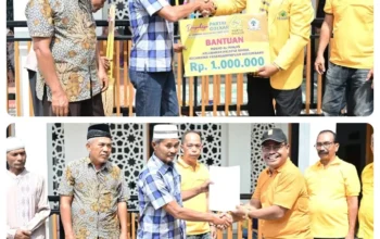 Menyambut HUT Ke-62, DPD Golkar Padangsidimpuan Gelar Gotong Royong dan Serahkan Bantuan ke Masjid Al-Ikhlas