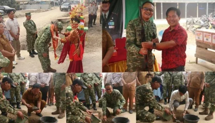 Silaturahmi Dengan Masyarakat Cengal, Dandim 0402/OKI-OI Resmikan Peletakan Batu Pertama Posramil Serta Terima Penyerahan 8 Pucuk Senpira